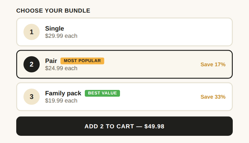 Quantity Tier Discount Table preview
