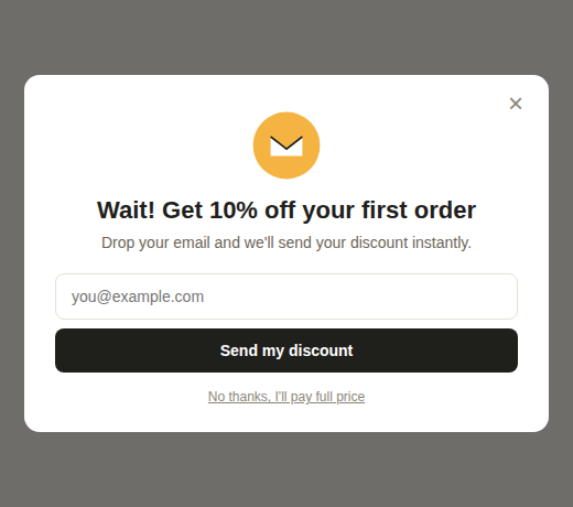 Exit-Intent Email Popup preview