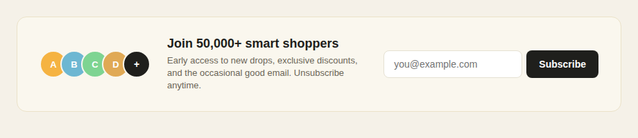 Inline Newsletter Signup with Social Proof preview