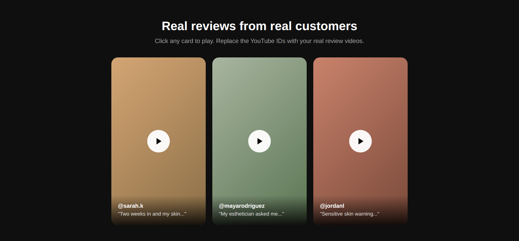 Reviews - Video-Style Cards preview