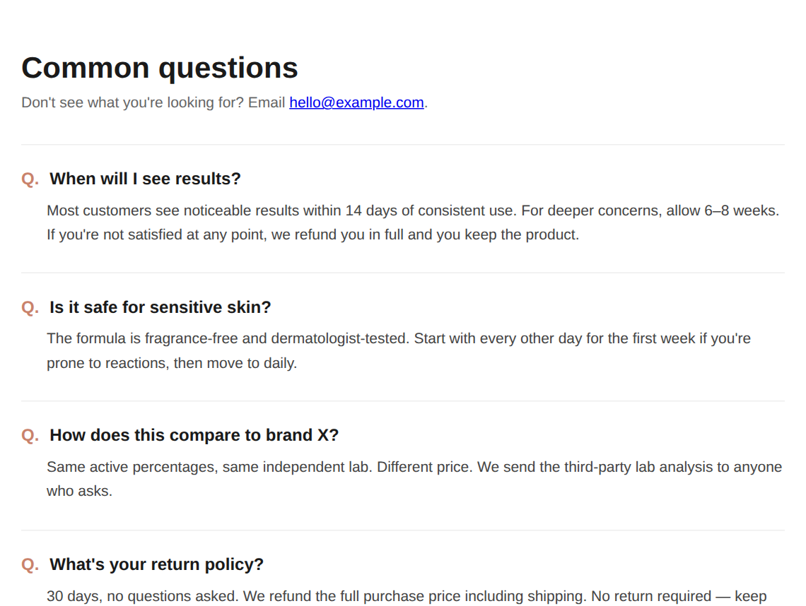 FAQ - Inline (No Accordion) preview