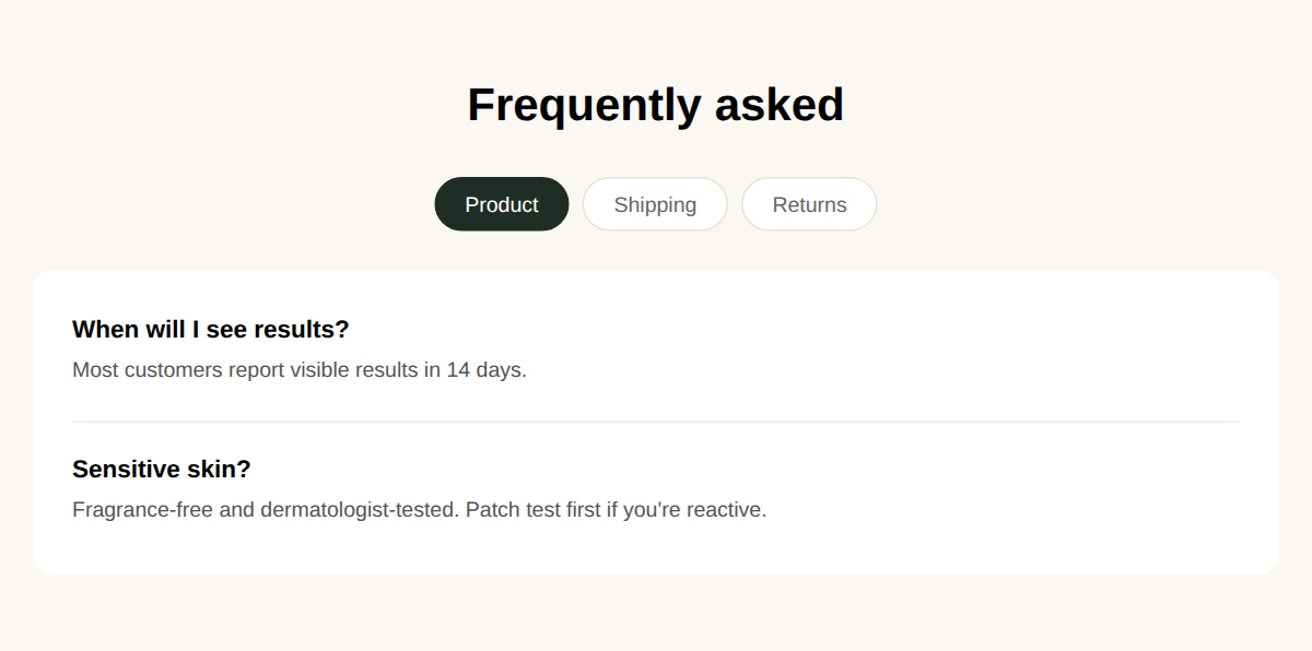 FAQ - Tabbed by Category preview