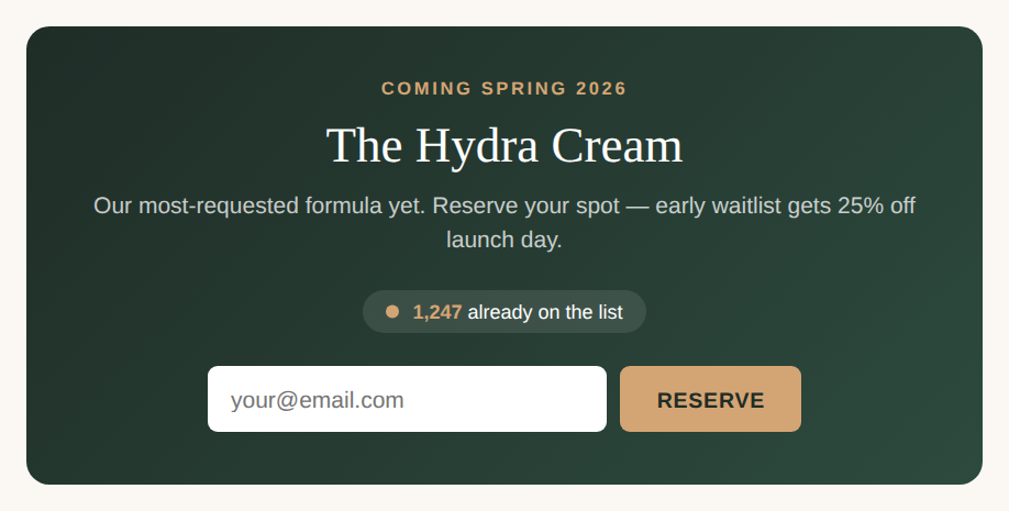 Pre-Launch Waitlist preview