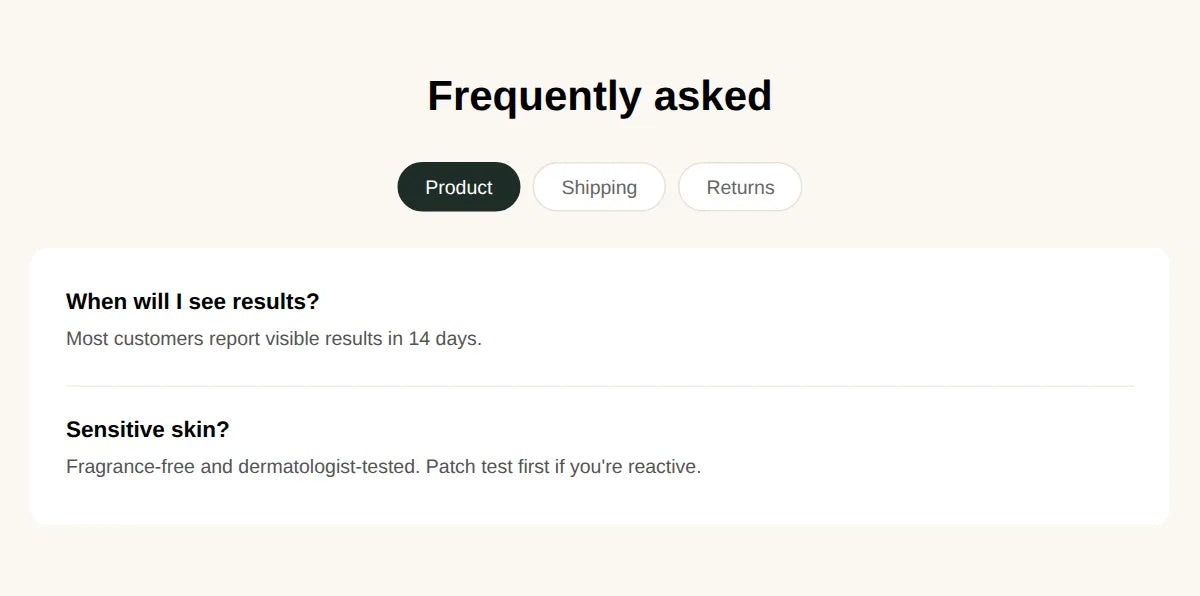 FAQ - Tabbed by Category preview