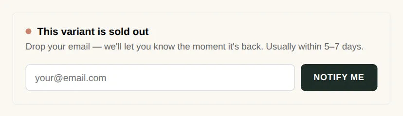 Back-in-Stock Email Signup preview
