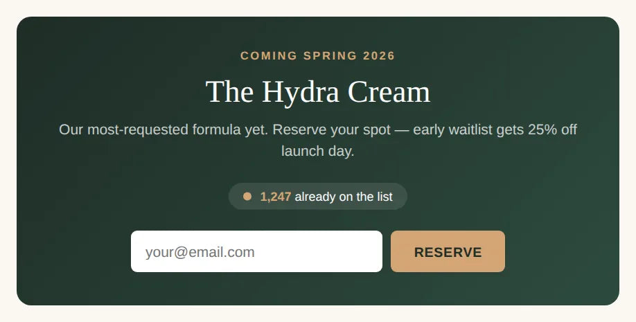 Pre-Launch Waitlist preview